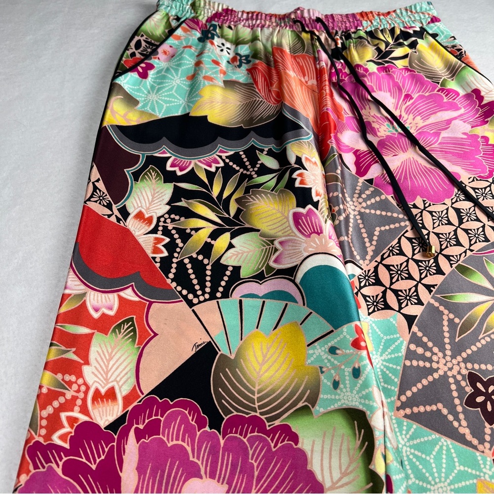 Trina Turk Women's Silk‎ Pants Floral Japanese Theme Multicolor Medium - Picture 8 of 9